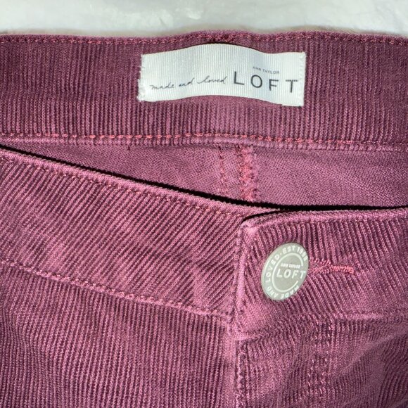Ann Taylor LOFT curvy bootcut burgundy corduroy pants Sz 34 18 tall - Picture 5 of 6